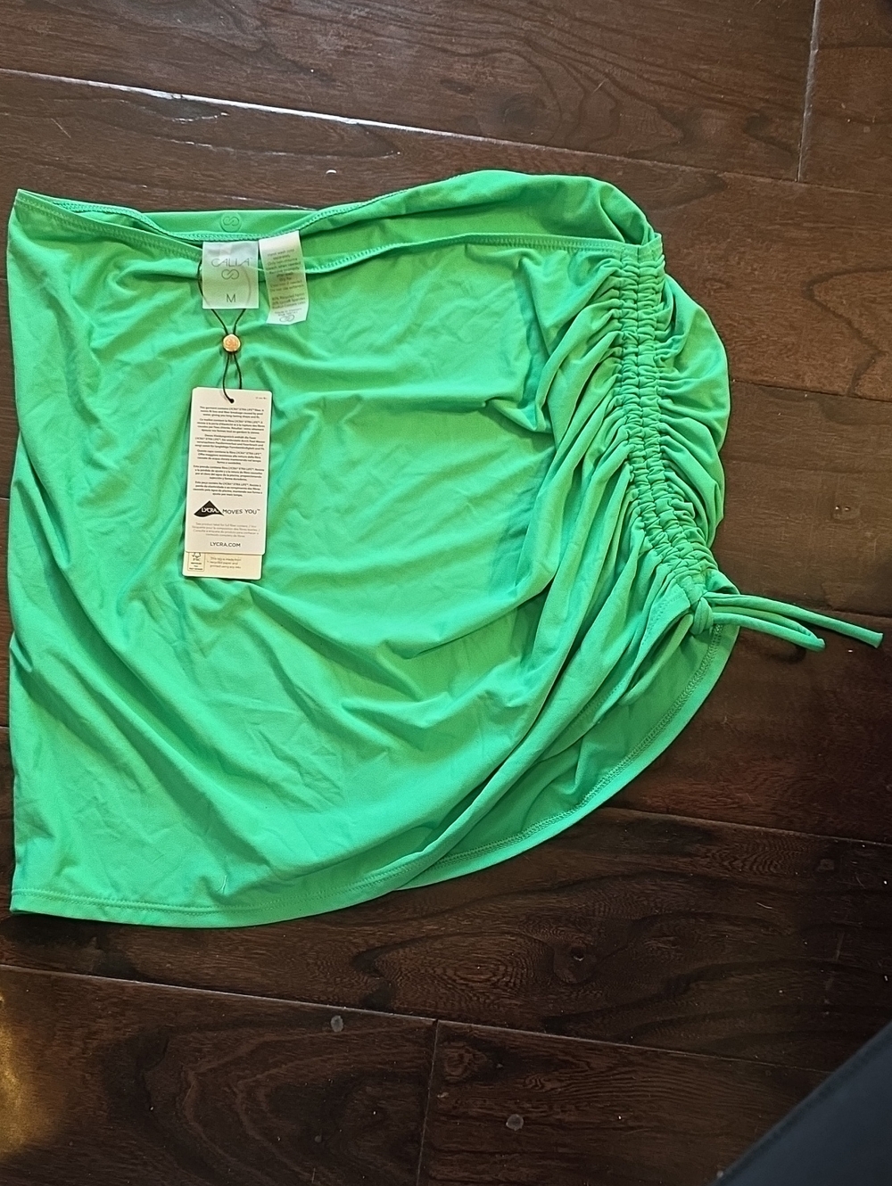 CALIA by Carrie Underwood Bright Green Ruched Swim Cover-Up Skirt